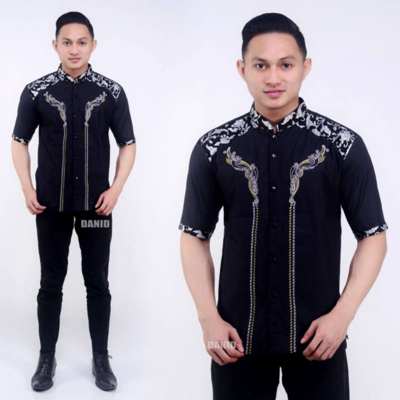 Koko Bordir Kombinasi Batik Lengan Pendek Terlaris Size M, L, XL #13 ( ORIGINAL )