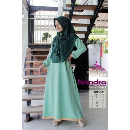 Gamis Nadira set ORI Longmas warna hijau