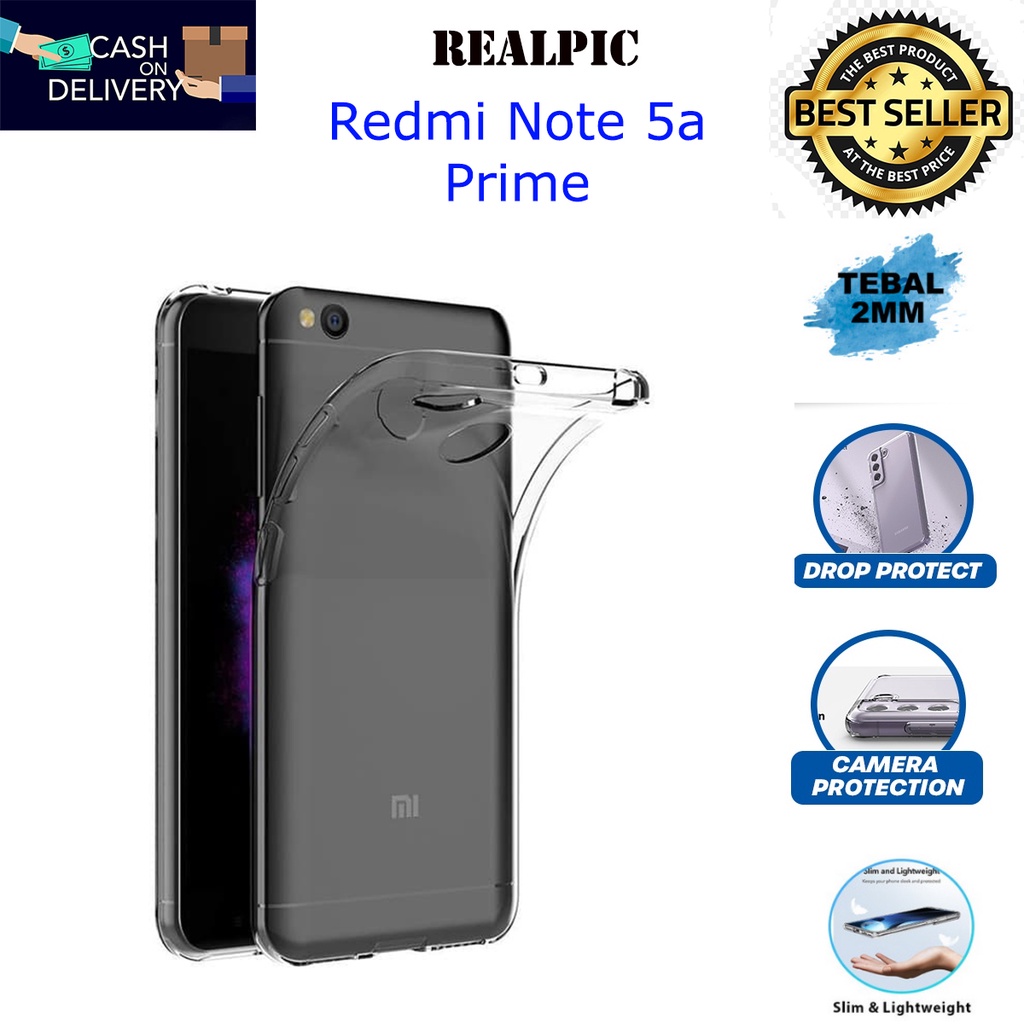 Case Xiaomi Redmi Note 5A Prime Casing Clear HD KETEBALAN 2MM BENING TRANSPARAN TPU Premium Softcase