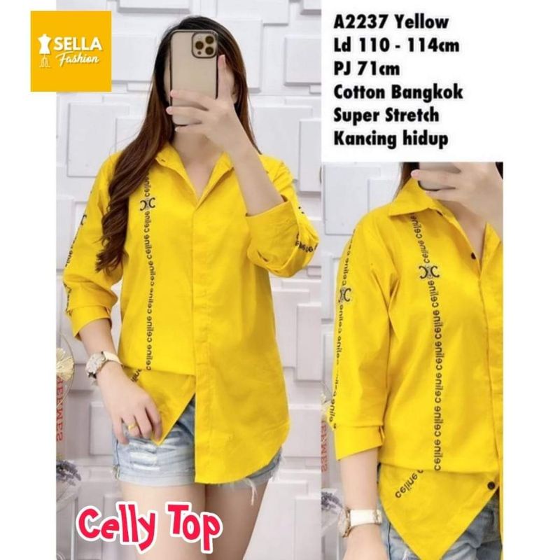celly atasan wanita warna hitam dan mustard