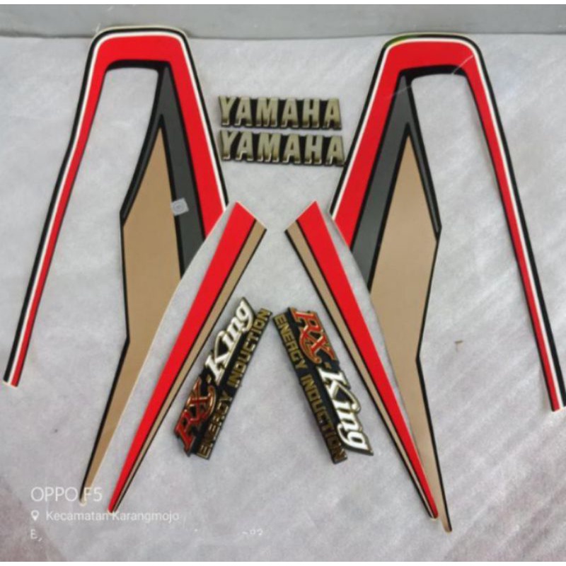 Striping stiker Lis RX king cobra 1992 merah Set Emblem tangki dan box aki