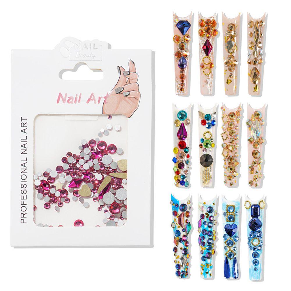 AUGUSTINA Agustinina Nail Art Rhinestones Korea Tetesan Air Berbentuk Fashion Hiasan Kuku 3D Perhiasan Kuku