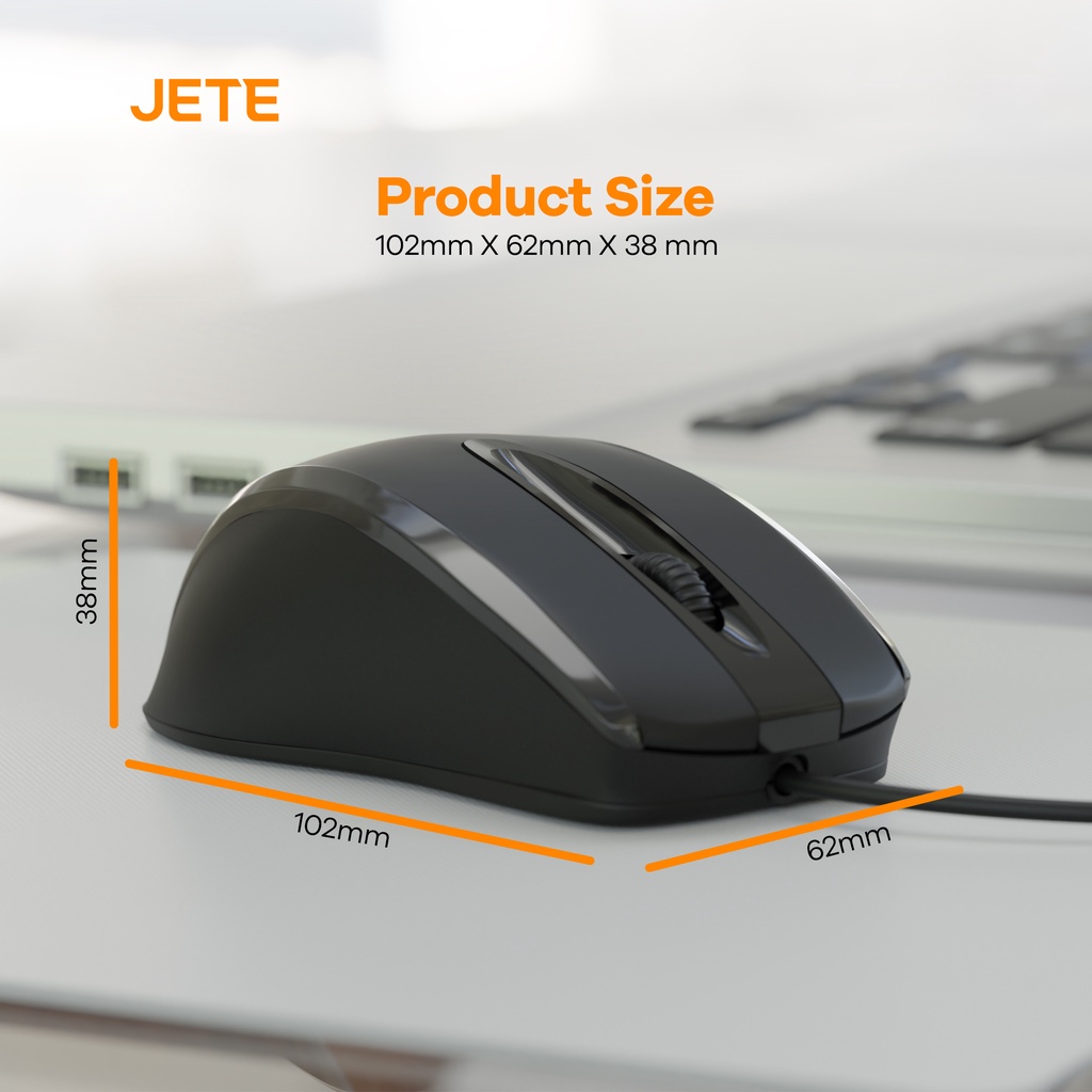 Wired Mouse JETE MO2 1000 DPI Ergonomis Design - Garansi 2 Tahun