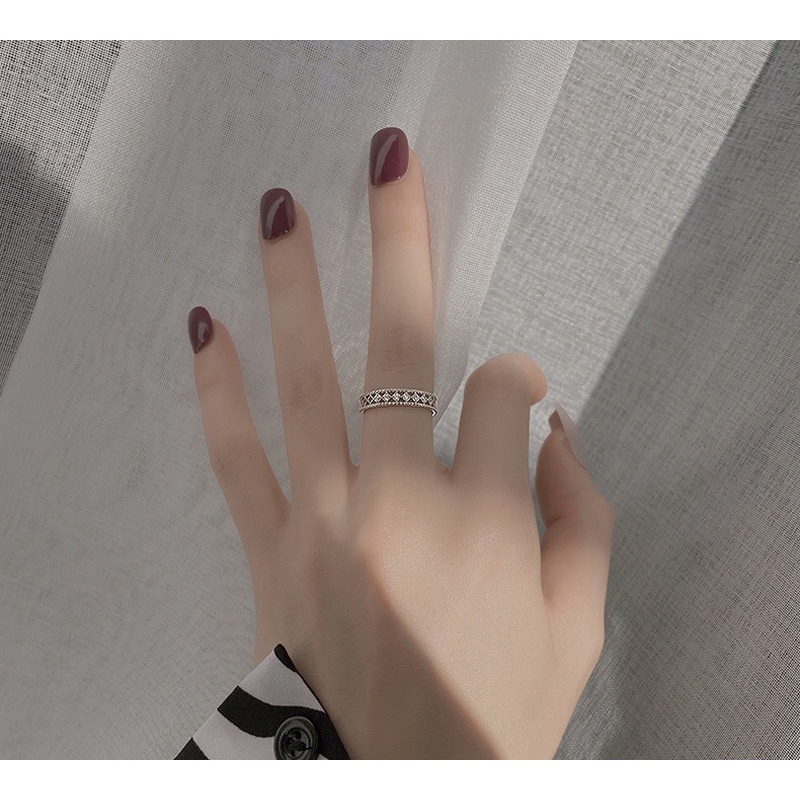 Cincin 76 Tembaga Lapis S925 Premium Bisa diatur Sizenya , Fashion wanita Cincin Unik Lucu Keren/Deluna/ BS
