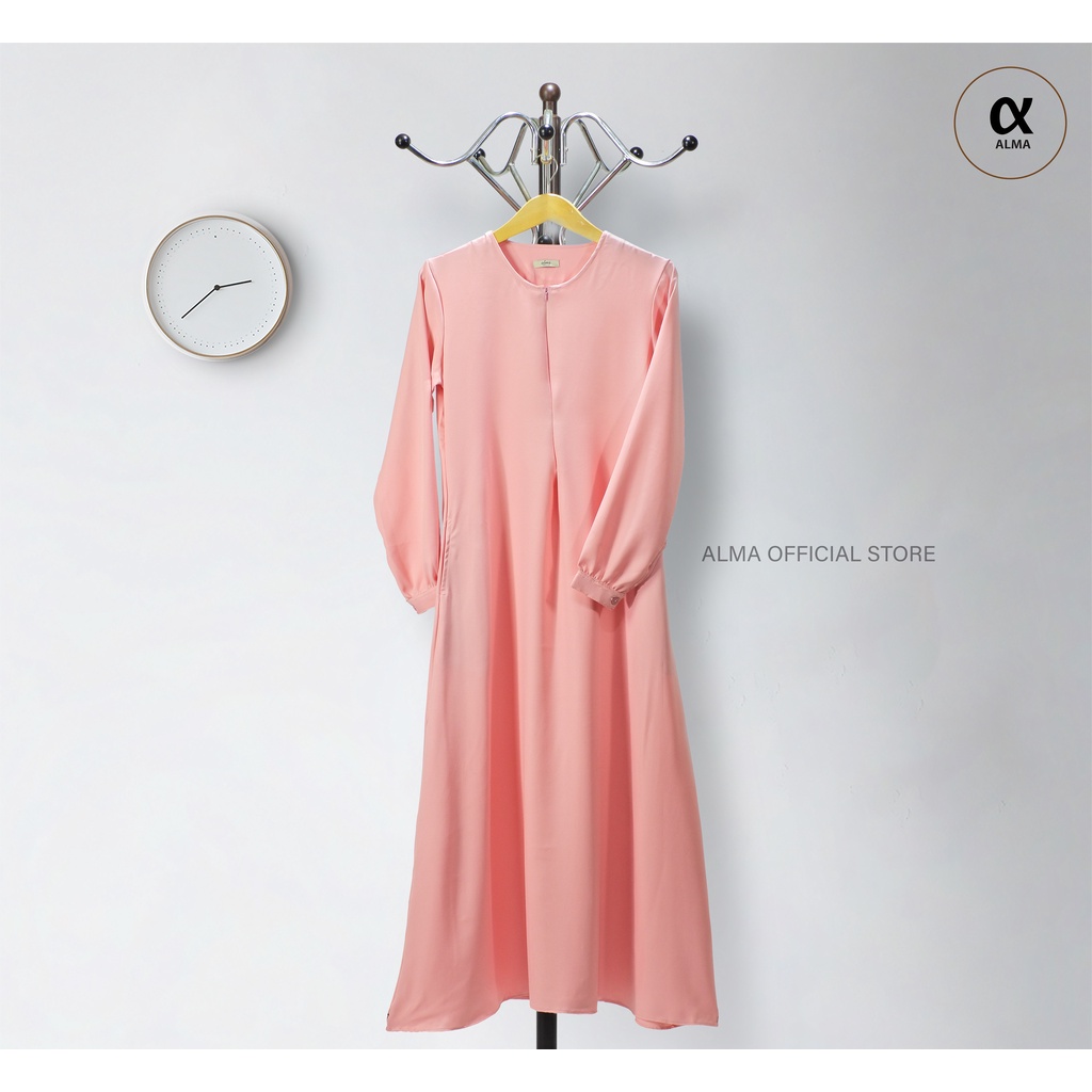 Gamis Polos Syakila Tangan Kancing Simple Size S M L XL XXL Dress Polos Jumbo BIg Size