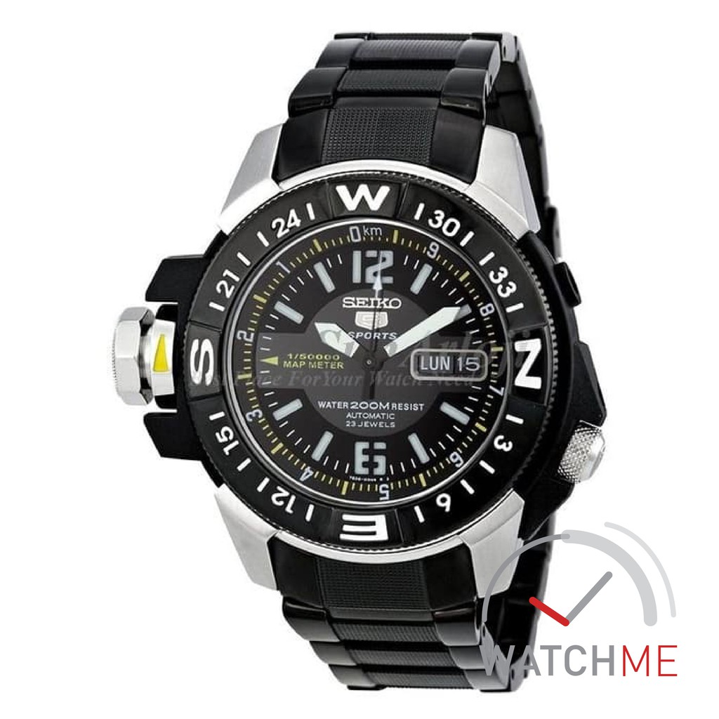 Jam Tangan Seiko 5 SKZ231K1 Automatic Map Meter Black Dial 200m Stainless Steel Original Bergaransi