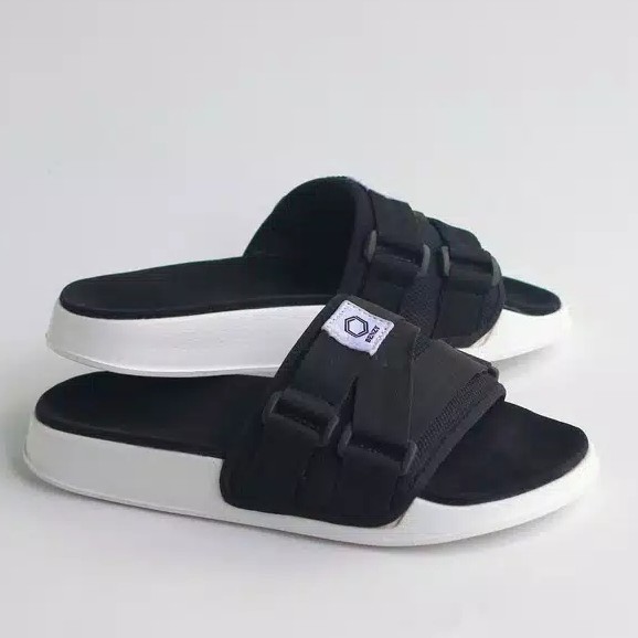 Seven Black White | Sandal EVA Ringan Slop Santai Simple Pria Men Sendal Footwear | FORIND x Benzy