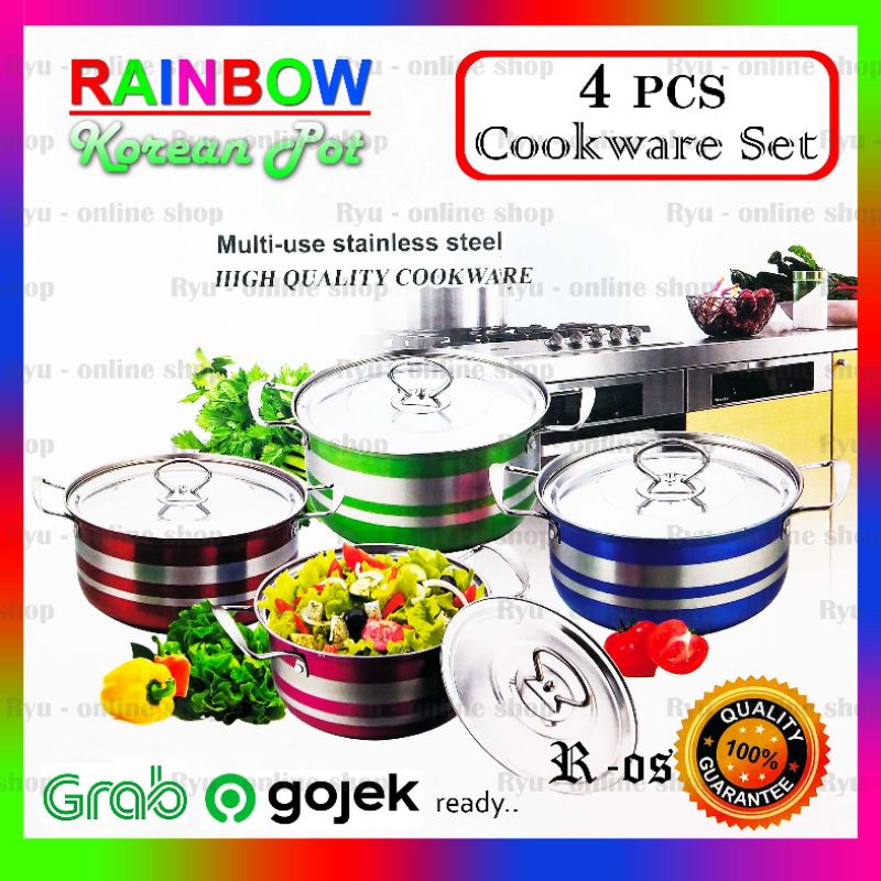 Panci Set Rainbow / Korean Pot / Cookware Set 4 Pcs Stainless Steel
