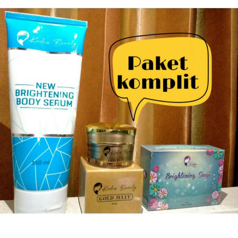 Paket komplit 3in1 Kedas beauty/ sabun/ Body serum / gold jelly reseller resmi / bpom