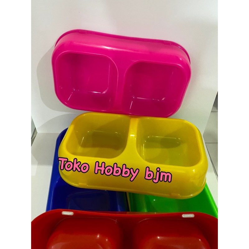 tempat makan kucing anjing double anti slip - tempat makan minum hewan kucing anjing double