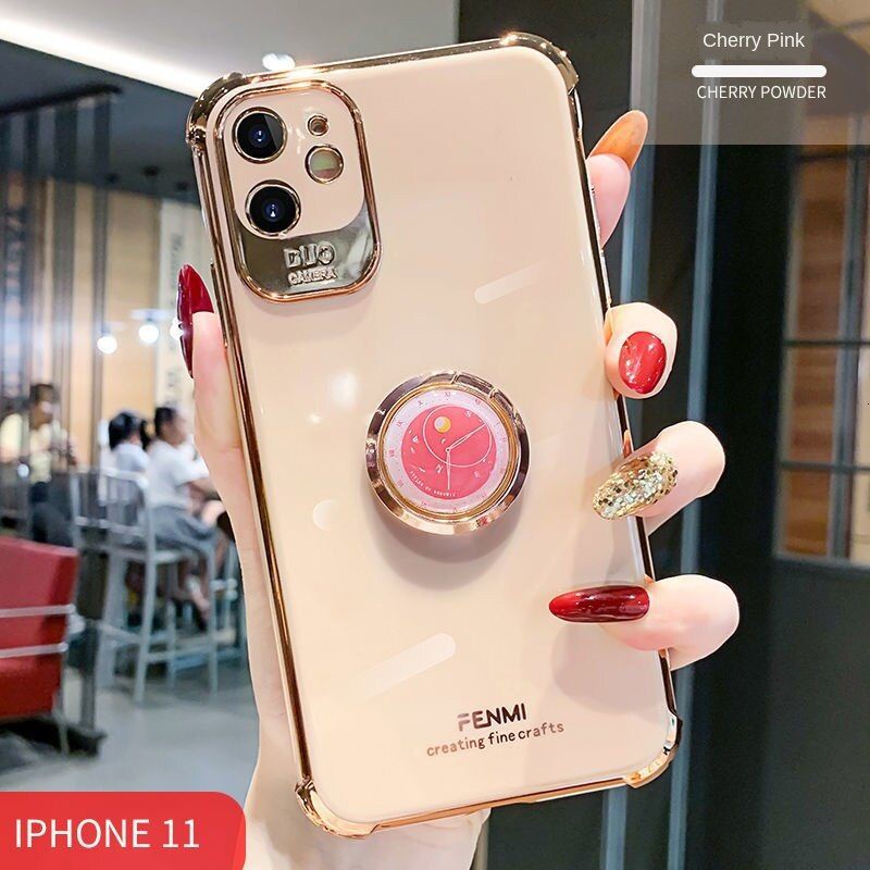 Pelapisan listrik mewah dengan casing ponsel dudukan cincin untuk penutup silikon iPhone 12 11 Pro Max