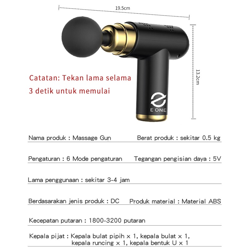 E ONE Massage Gun MG02 Alat pijat/getar elektrik seluruh badan Redakan Pegal Otot Badan