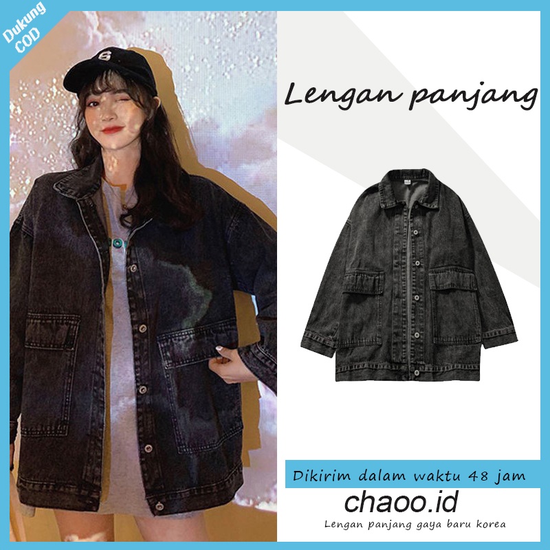 【Bayar di tempat】Jaket denim retro all-match wanita Korea