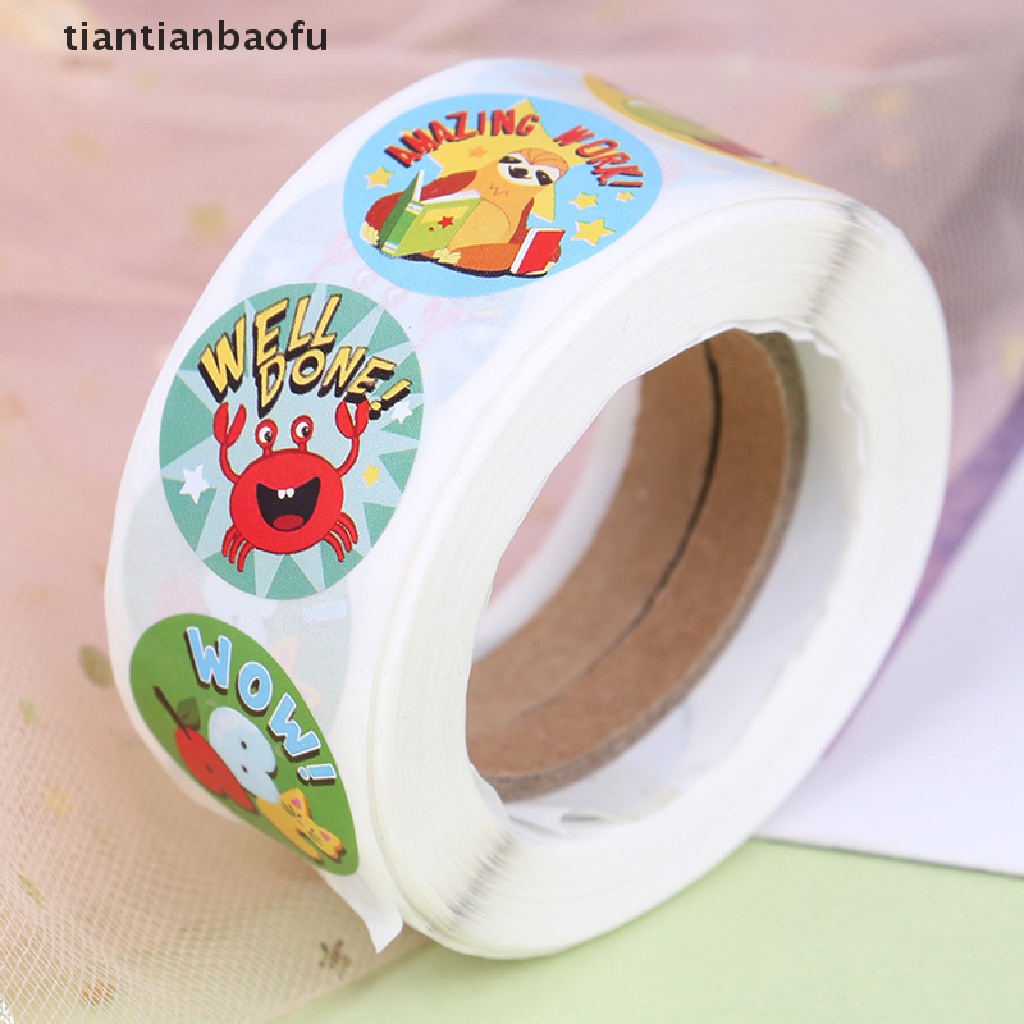 500pcs Stiker Roll Desain Hewan Lucu Untuk Hadiah Anak