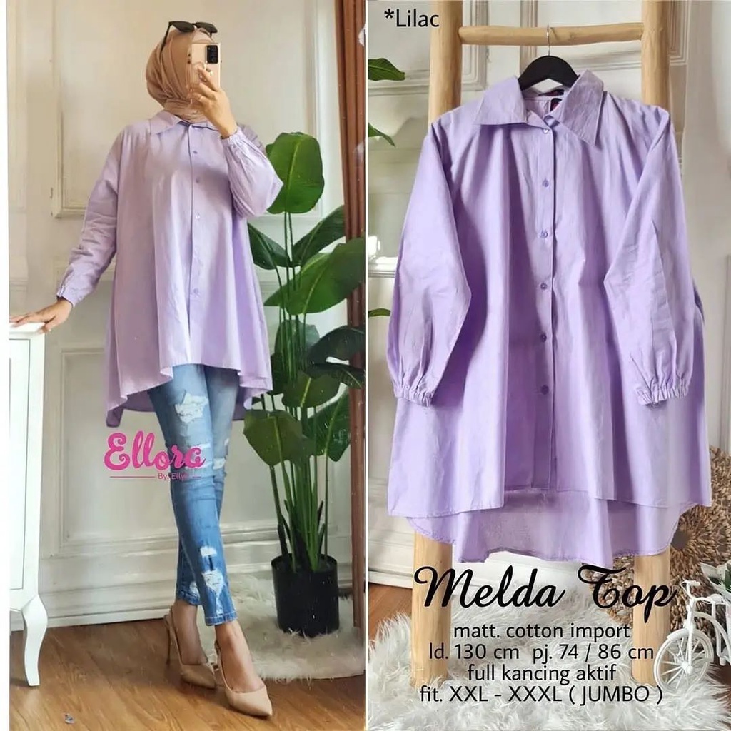 Melda Top Atasan Blouse Kemeja Muslim Wanita Terbaru/Atasan Wanita Terbaru 2021 Kekinian/Baju Atasan