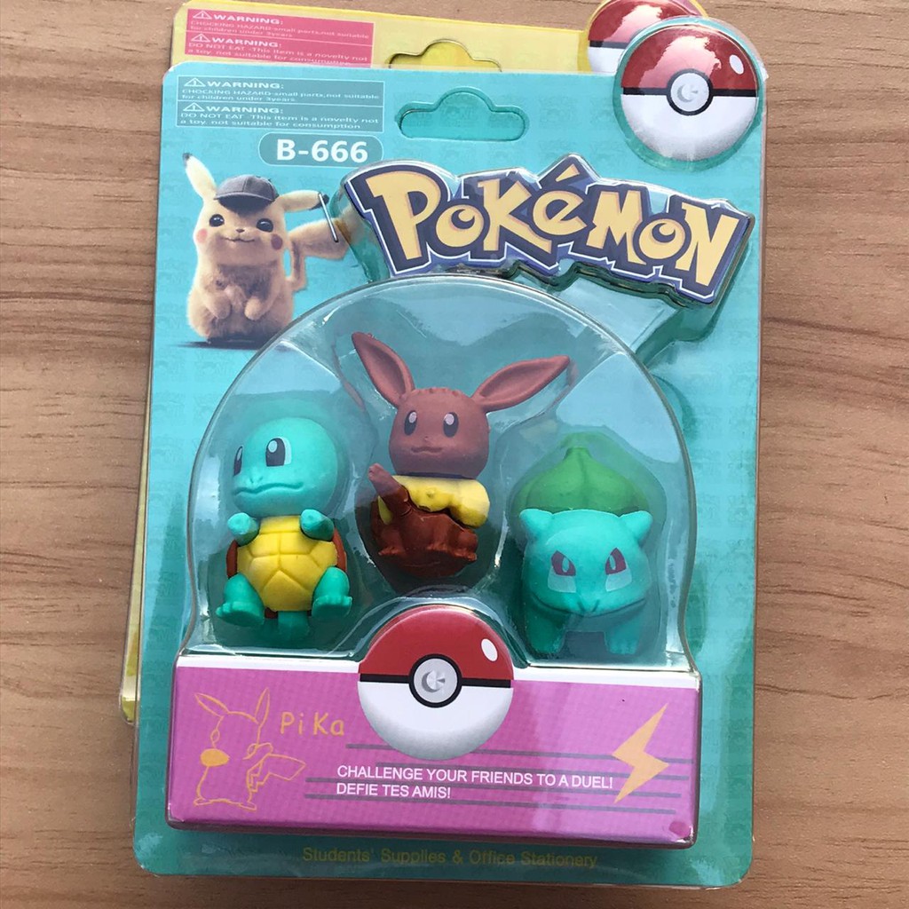 PENGHAPUS POKEMON HAPUSAN ISI 3 PCS HAPUSAN ALAT TULIS PERLENGKAPAN SEKOLAH KUALITAS IMPORT TERMURAH