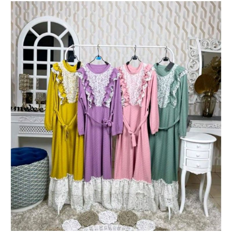 Meijiewang Gamis Waffle Kombi brukat