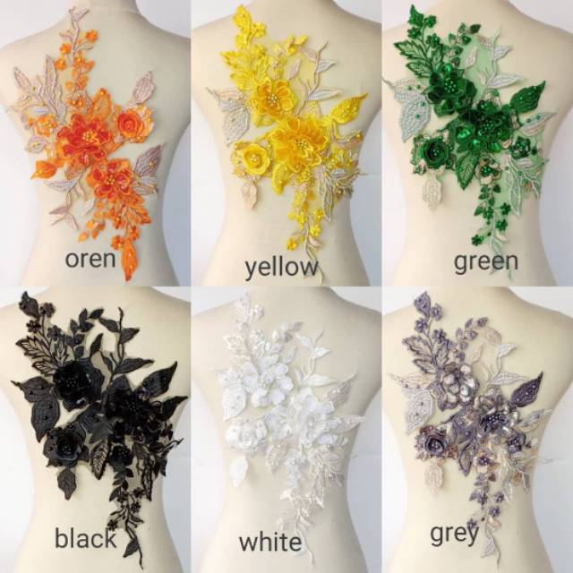 Lace bordir bunga 3d