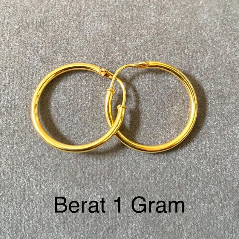 Anting Bulat Polos Emas Muda Dewasa 1 Gram