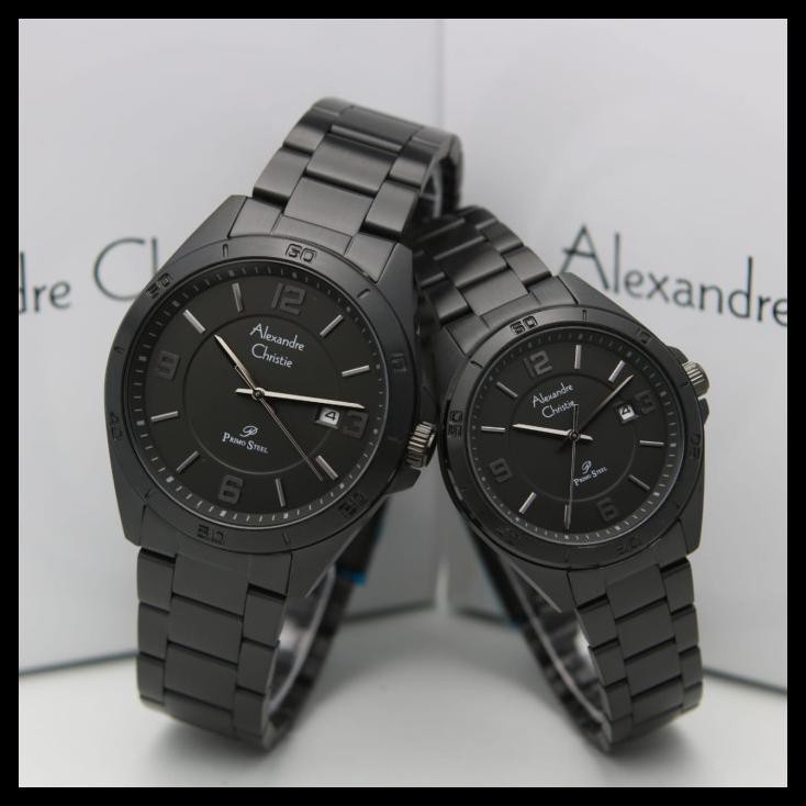 BANTING HARGA ORIGINAL Jam Tangan Couple Alexandre Christie 1016 AC 1016 - FULL BLACK