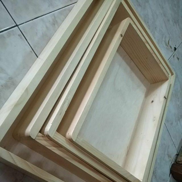 Kotak Hantaran Seserahan Mahar Kayu Rustic 1 Set Isi 4 Natural