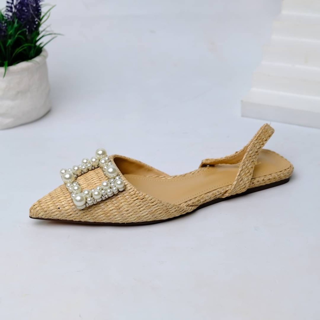 [7.7 Boombastis Sale⚡] - SEPATU WANITA FLAT SHOES SLING BACK ZS482 PREMIUM IMPORT