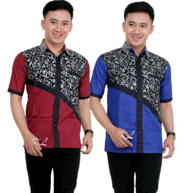 BSWART Batik HRB026 Kenongo Hem Pendek Padi Pekalongan M L XL Batik Pria MURAH Modern Grosir