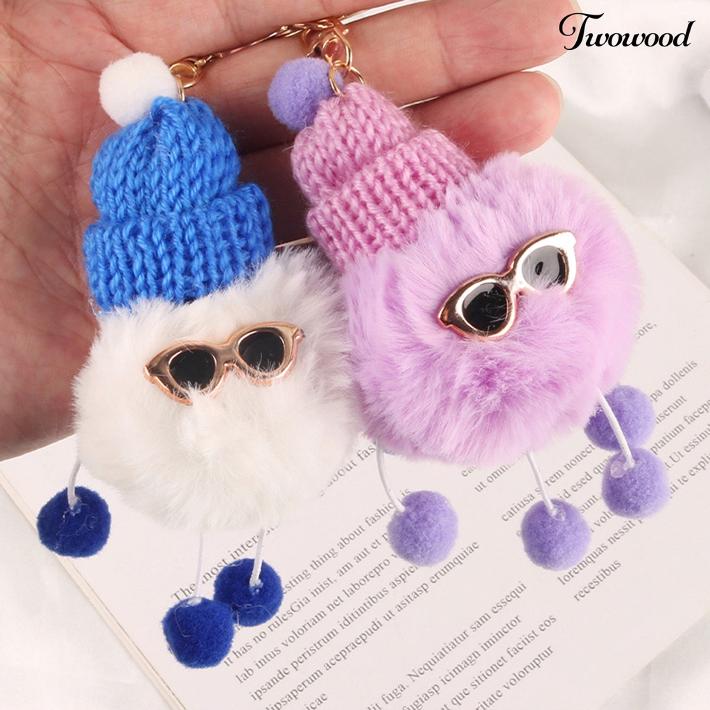 Twowood Gantungan Kunci Pompom Bulu Imitasi Untuk Wanita