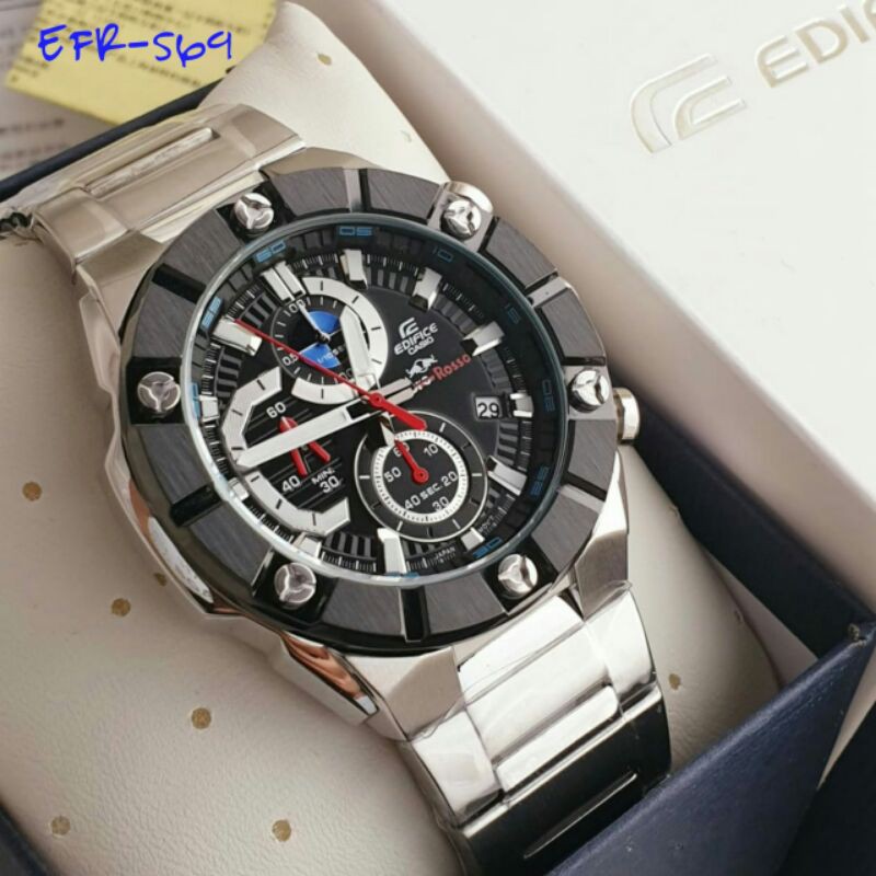 JAM TANGAN PRIA EDIFICE EFR 564 BATRE STAINLESS INCL BOX ORIGINAL