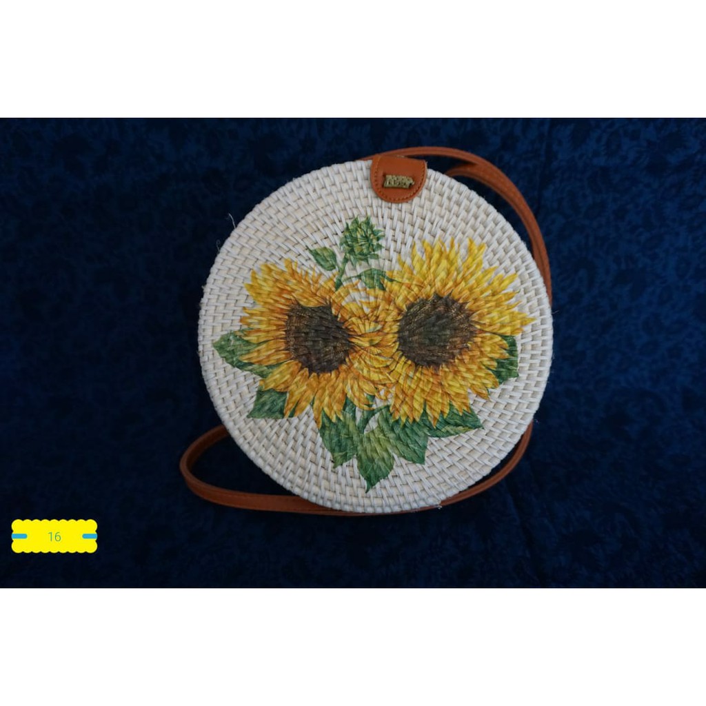 Tas Rotan Bulat Deco/motif