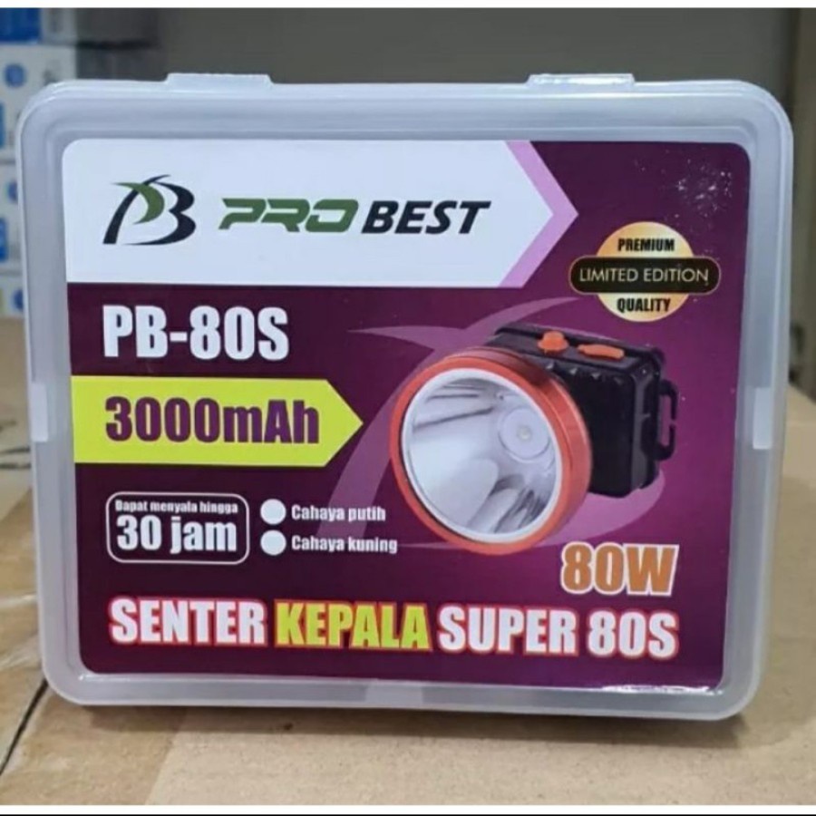 COD SENTER KEPALA CAS PROBEST 80 WATT PB-80S 3000MAH CAHAYA PUTIH SUPER TERANG//SENTER PB-80W CAHAYA PUTIH 80W Senter Termurah PROBEST 80 WATT PB-80S 3000MAH Cahaya Putih