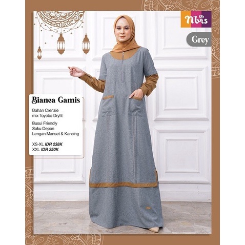 PREMIUM NIBRAS FAMILY BIANCA GREY BAJU SARIMBIT LEBARAN 2021 KELUARGA ORI - GAMIS XS-XL