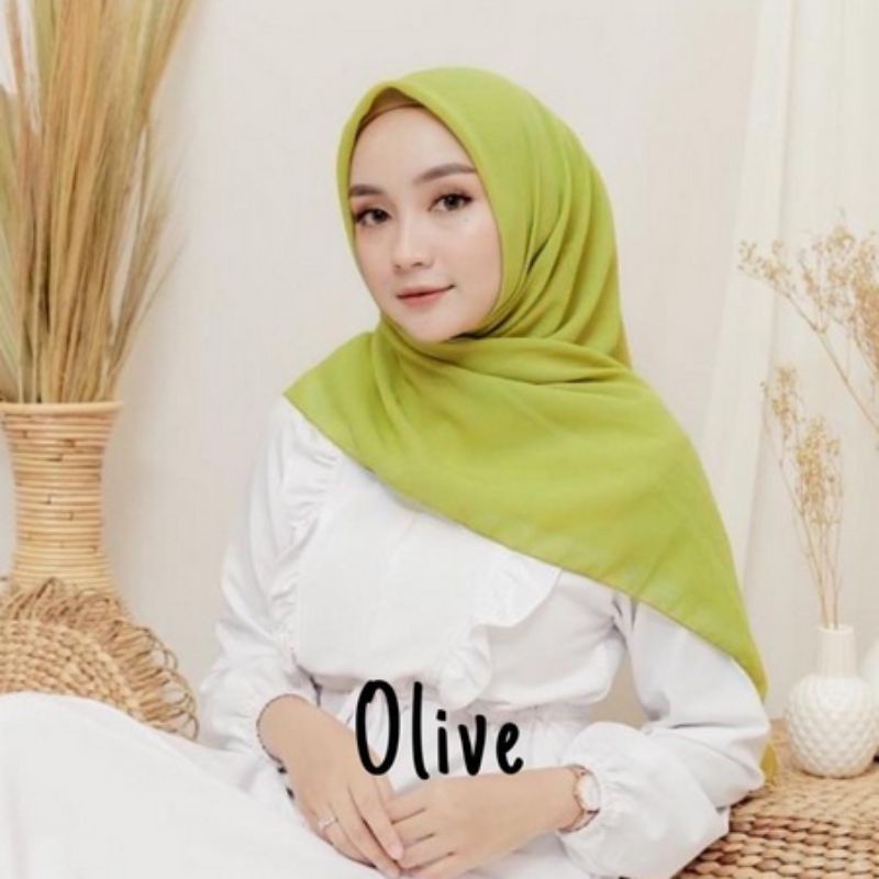Khimar Segi 4 Syafany Super Finne Polos Murah Meriah-Olive