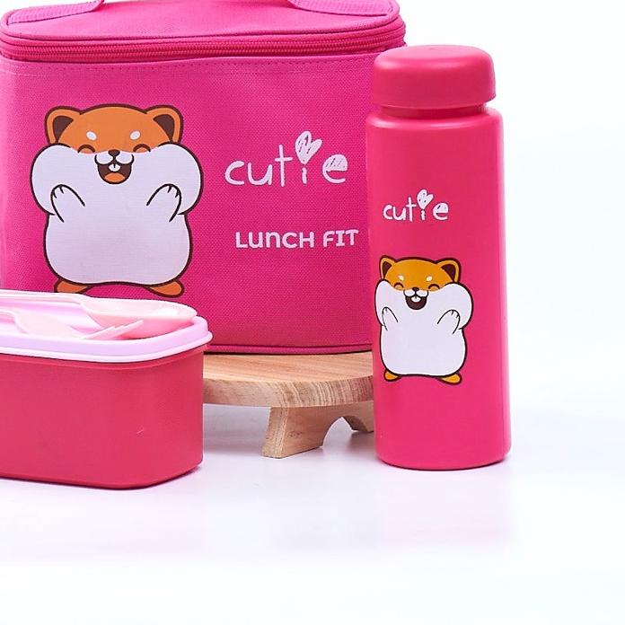 Lunchbox Set Anak / Kotak Bekal / Tas Bekal Makan / Lunchbox Lucu Karakter / Kotak Makan Bulat Sekat