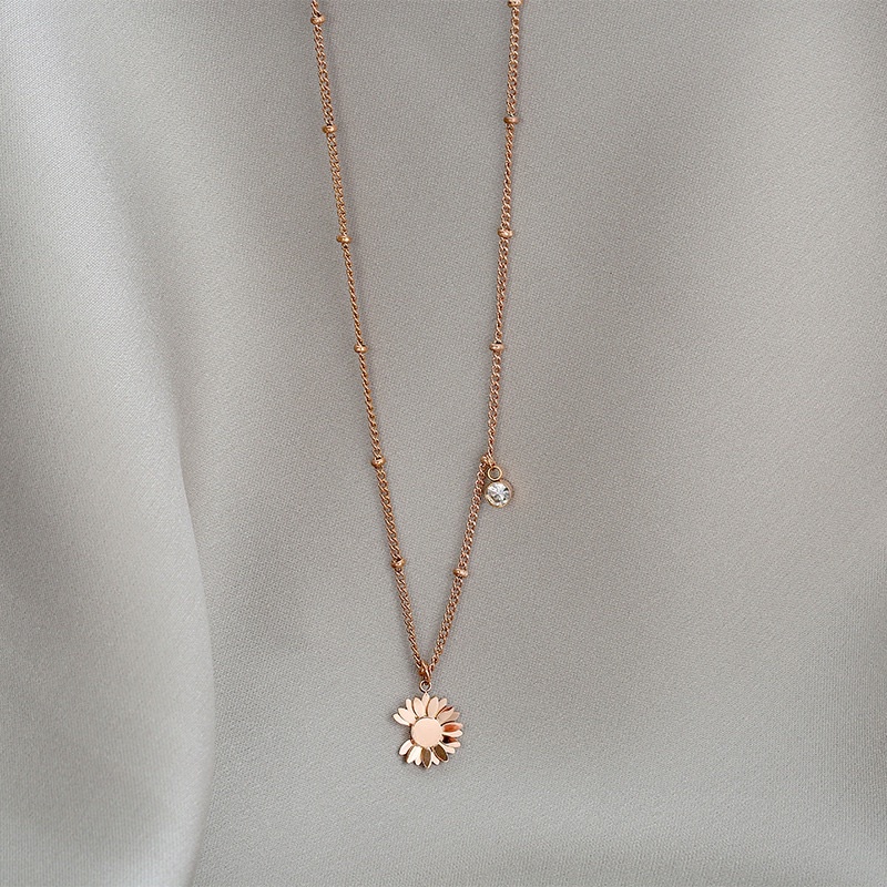 kalung bunga daisy titanium asli cantik gold