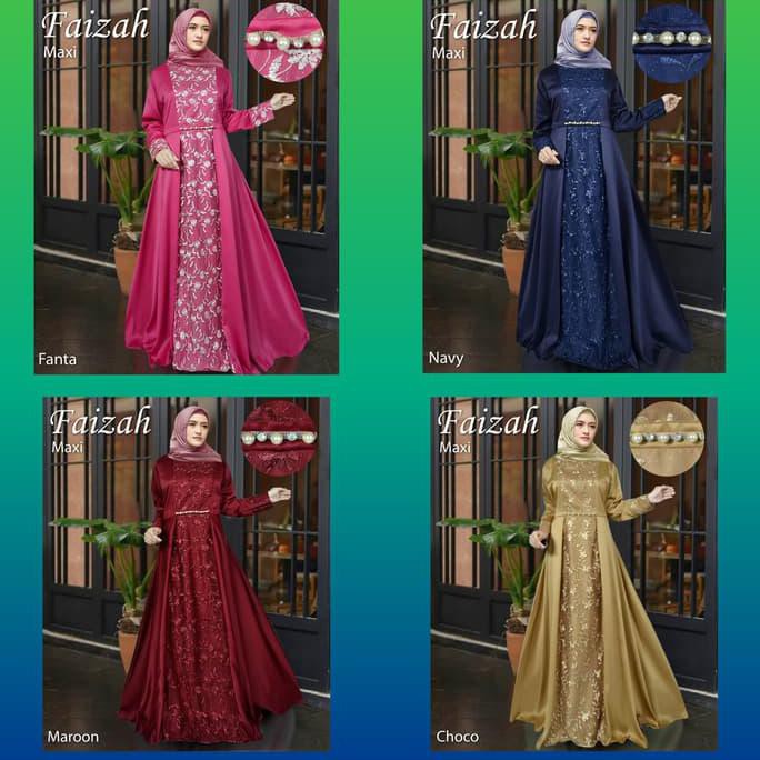 baju gamis pesta wanita terbaru maxi faizah 4 wrna