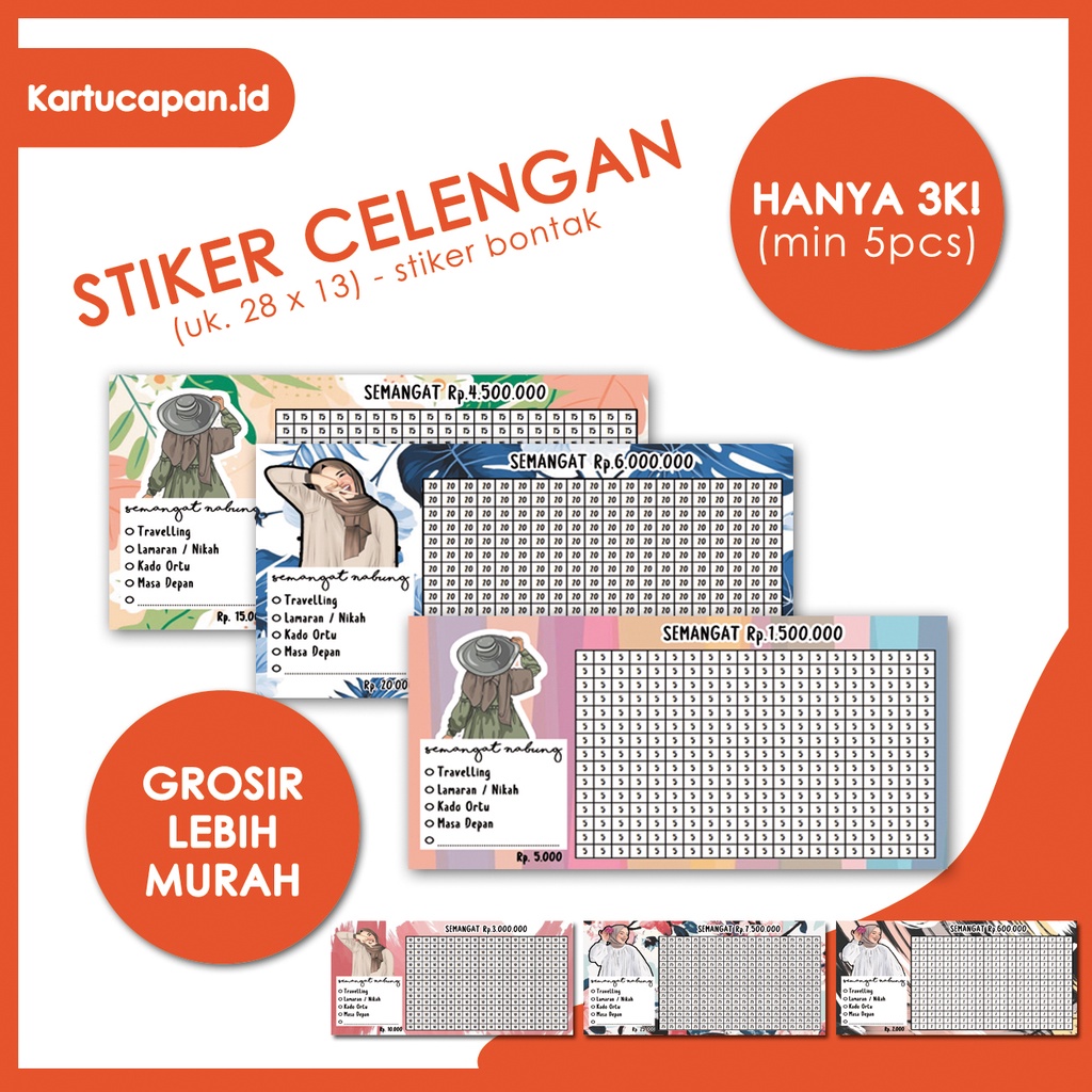 STIKER CELENGAN TARGET / STIKER TABUNGAN TARGET / STIKER