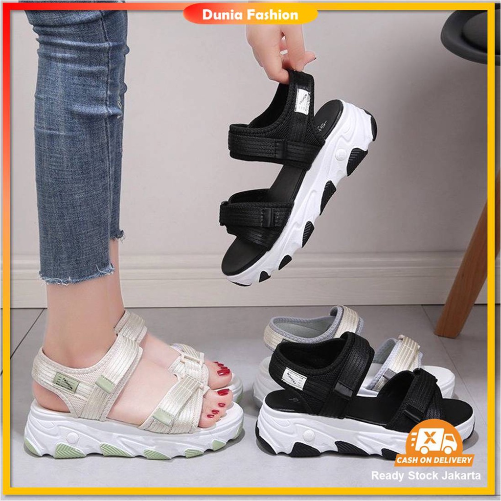 {COD/BAYAR DITEMPAT} DF-516 ORIGINAL Wedges Sandal Tali Wanita Korea Import Premium Quality