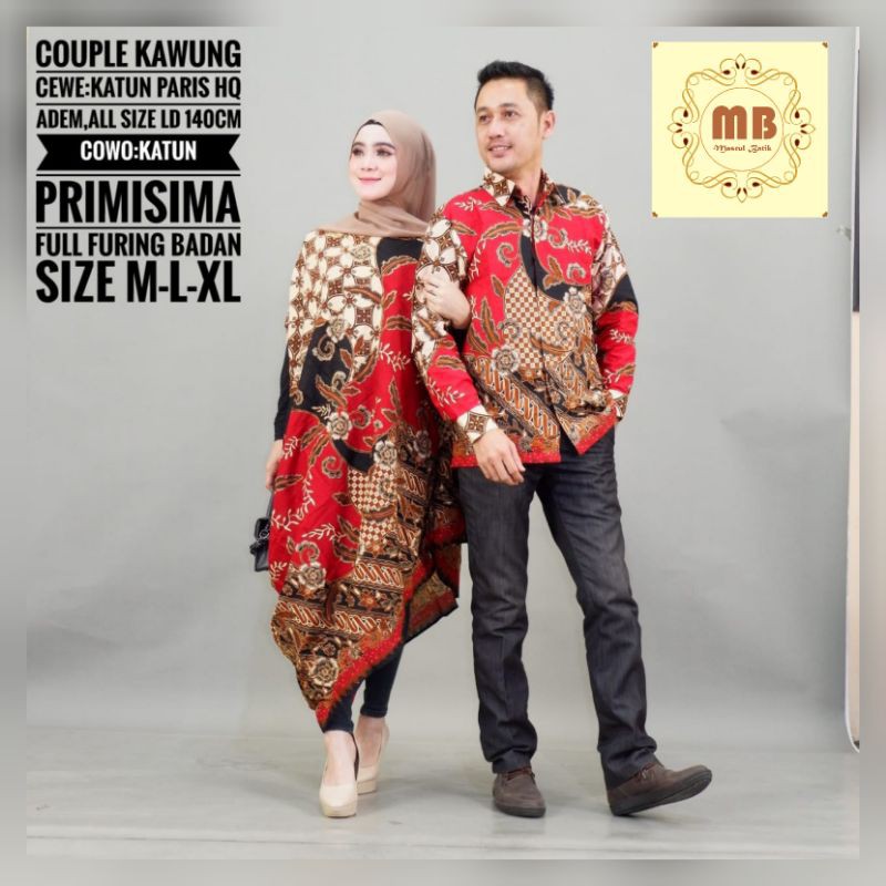 Couple batik kaftan katun all size, batik couple kondangan terbaru