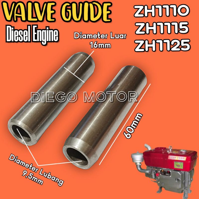 ZH1110 ZH1115 ZH1125 Valve Guide Bosh Botol Klep Mesin Diesel JiangDong 20HP 24HP 30HP Dongfeng