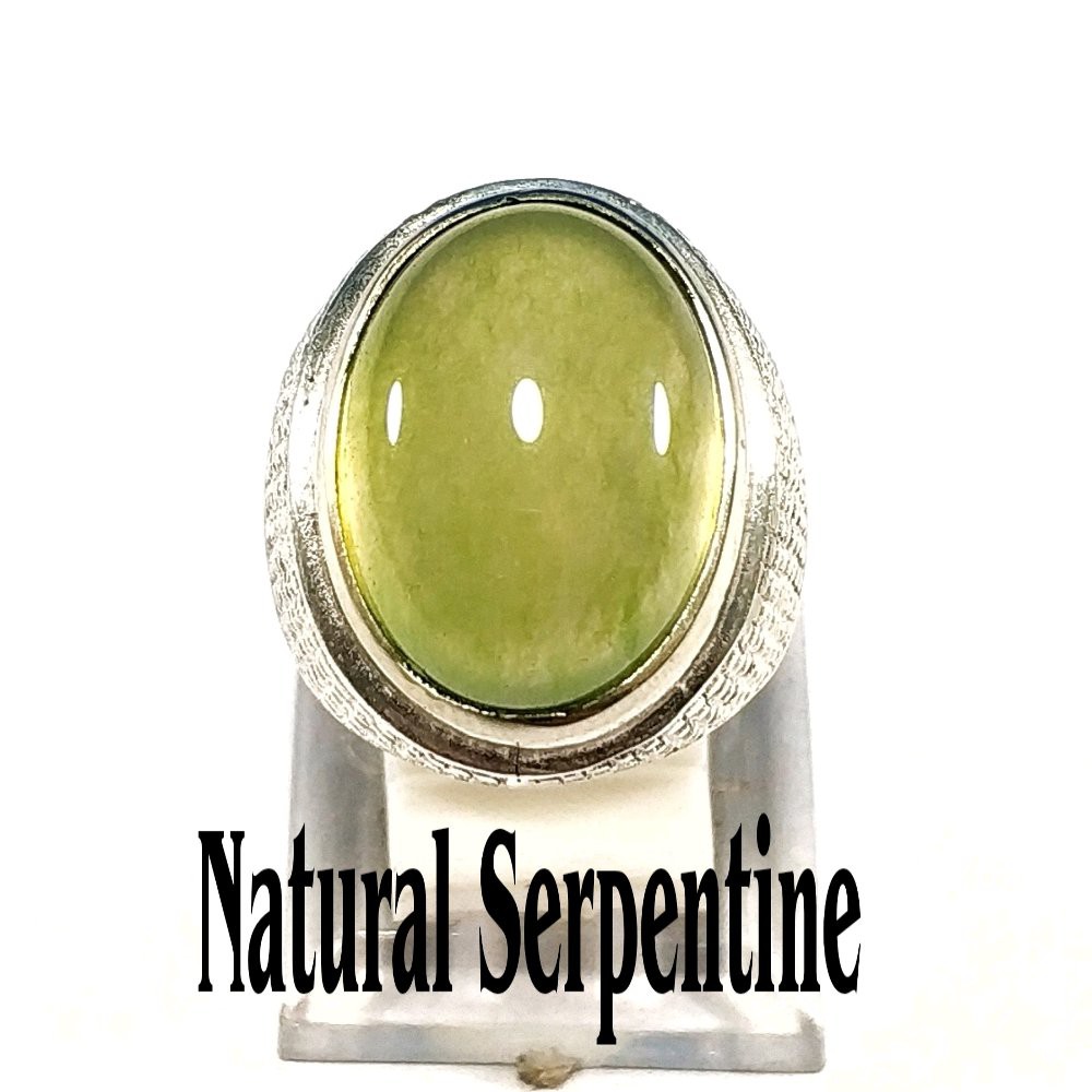 CINCIN BATU AKIK NATURAL YELLOWISH GREEN SERPENTINE