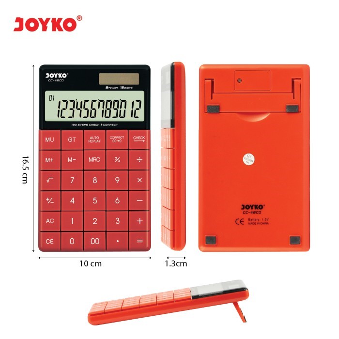 

CALCULATOR / KALKULATOR JOYKO CC-48CO Red / 12 Digits / Check Correct