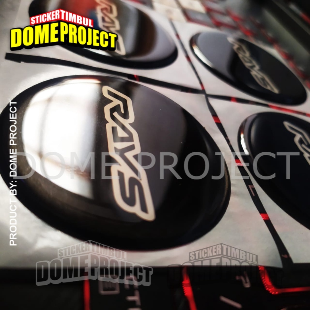 STIKER MOBIL TIMBUL EMBLEM RAYS HITAM VELG MOBIL STIKER TUTUP DOP MOBIL TIMBUL LENTUR UKURAN 58MM