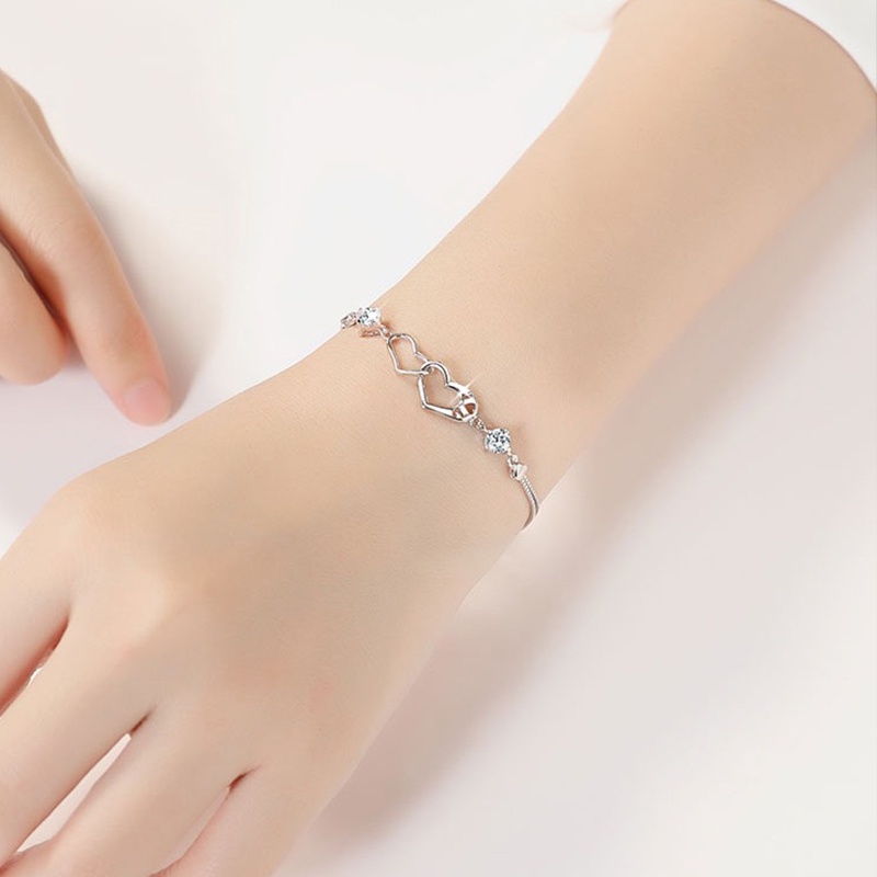 Korea Gelang Fashion Ganda Cinta Hati Bangle Wanita Perhiasan Aksesoris