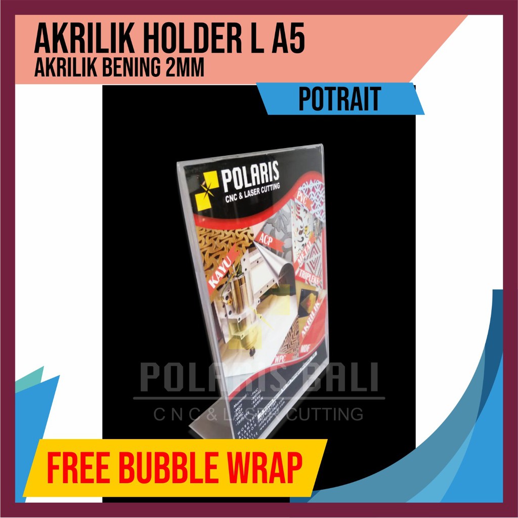 

ACRYLIC L HOLDER/AKRILIK L CARD A5 TEMPAT BROSUR MEJA