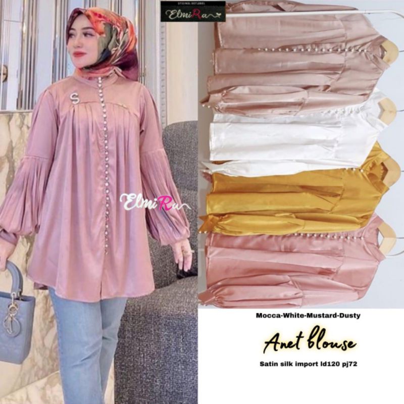 ANET BLOUSE BY ELMIRA (BLOUSE MUSLIMAH) Blouse wanita satin