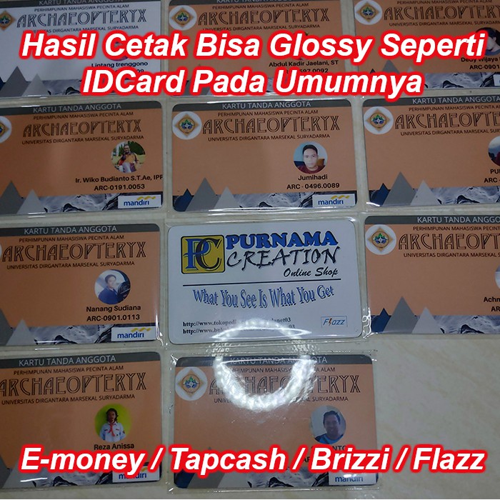 Cetak idcard id card name tag emoney tapcash brizzi flazz GLOSSY / MENGKILAP