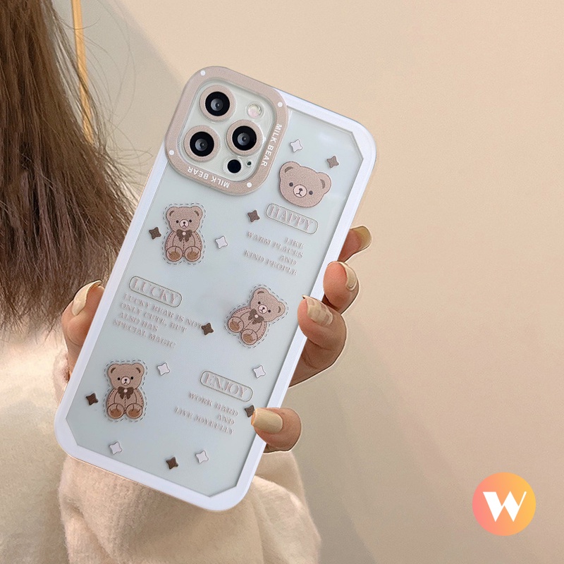 Casing Ponsel Kompatibel Untuk iPhone XS Max X XR 78 Plus 11 13 14 12 Pro Max 6 6S Plus Se2020Mata Malaikat Transparan Kartun Boneka Kecil Beruang TPU Soft Lens Cover Pelindung
