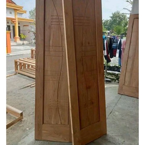 pintu kupu tarung minimalis kayu jati