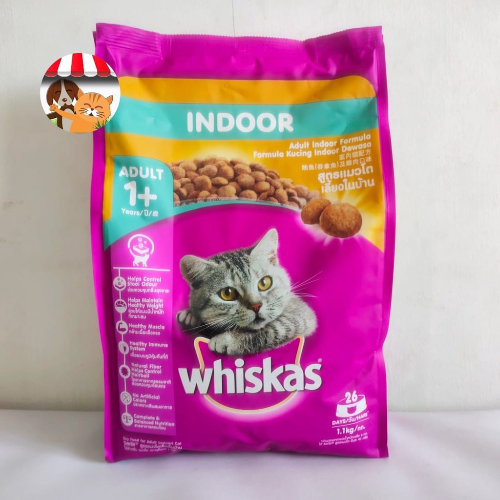 Whiskas Indoor Adult 1.1kg - Makanan Kucing Dewasa - Adult Cat Food
